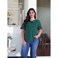 thumbnail image 5 of Sewify 2025 Summer Women's Plus Size Tops Short Sleeve Eyelet Cross Rope Hollow V-Neck Elegant Blouses,1X/2X/3X/4X, 5 of 7