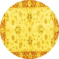thumbnail image 1 of Ahgly Company Machine Washable Indoor Round Oriental Yellow Traditional Area Rugs, 5' Round, 1 of 4