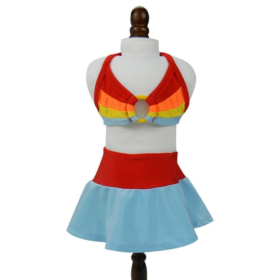 Sophia's 18" Doll 3 pc. Bikini and Coverup Skirt Set with Rainbow Striped Top, Powder Blue Panties and Skirt