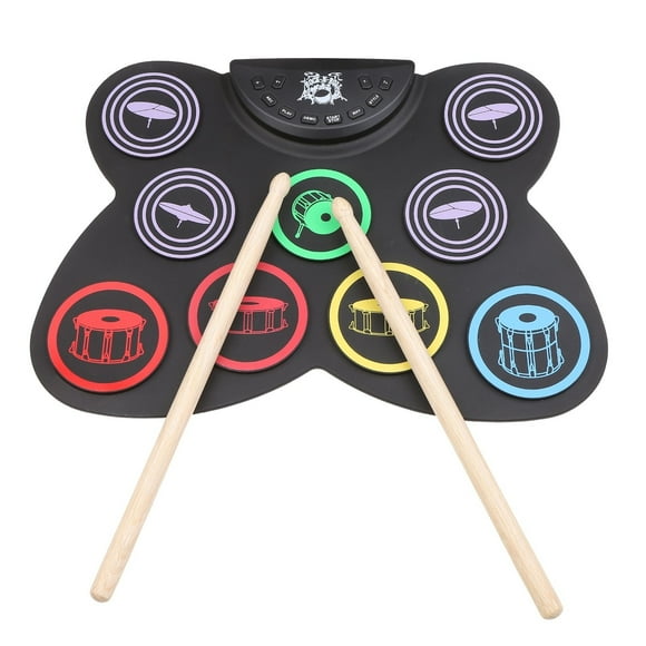 Graflsoa Portable Foldable USB Electronic Drum Pad with Silicone Surface, KD13C Compact Practice Drum Kit, Includes Drumsticks and Foot Pedals, No Battery Included