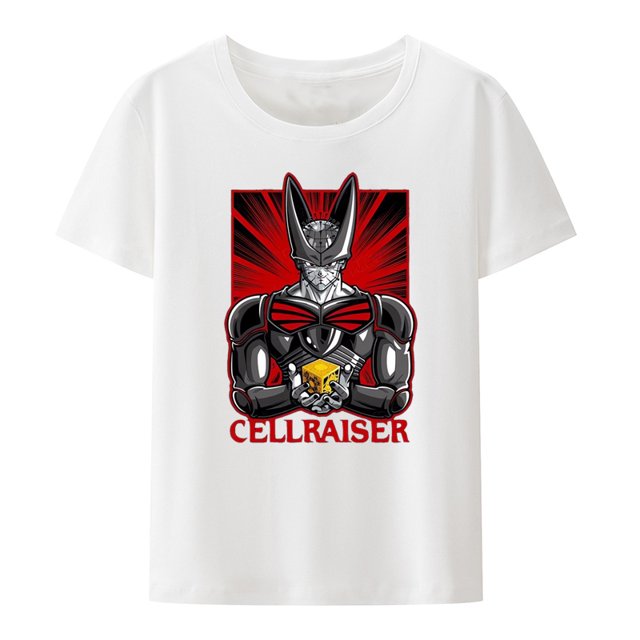 Camisetas de anime con estampado de Cellraiser, ropa de calle, divertidas, para parejas, cómics, encantadoras, únicas, lindas, sueltas, novedosas, regulares, negras