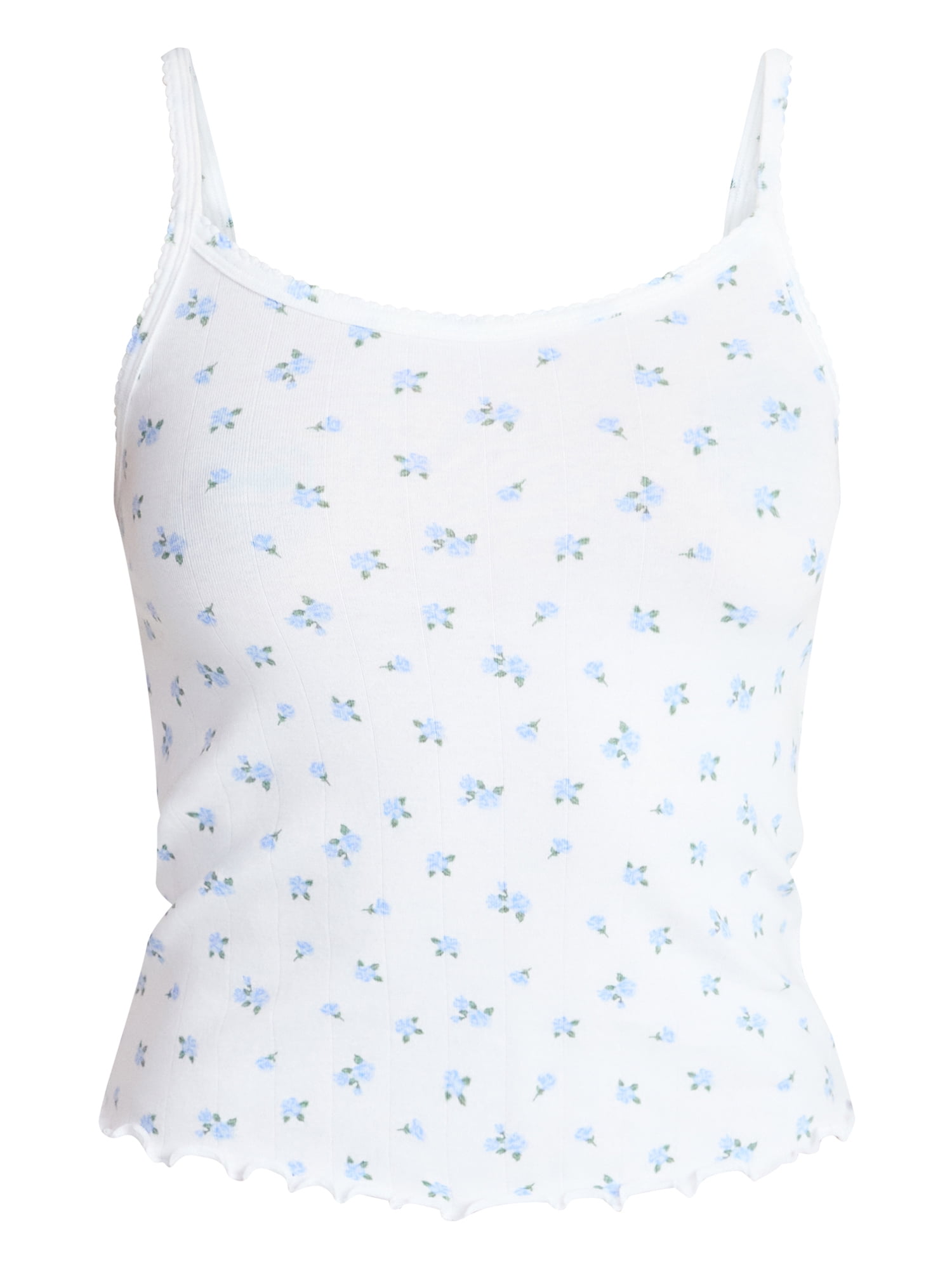 No Boundaries Cotton Stretch Drop Needle Strappy Tank Top, Women’s, Sizes XS-XXXL