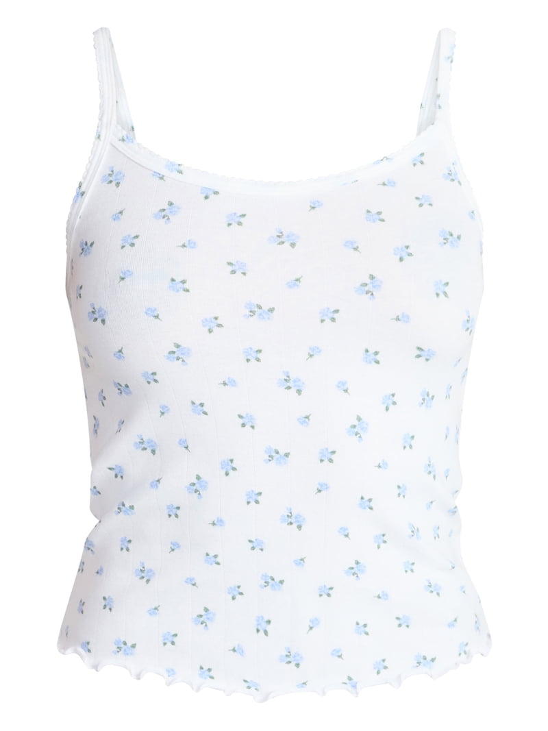 No Boundaries Cotton Stretch Drop Needle Strappy Tank Top, Women's