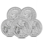 BRITISH ROYAL MINT Lot of 5 - 2024 Great Britain 1 oz Silver Britannia and Liberty Coin BU
