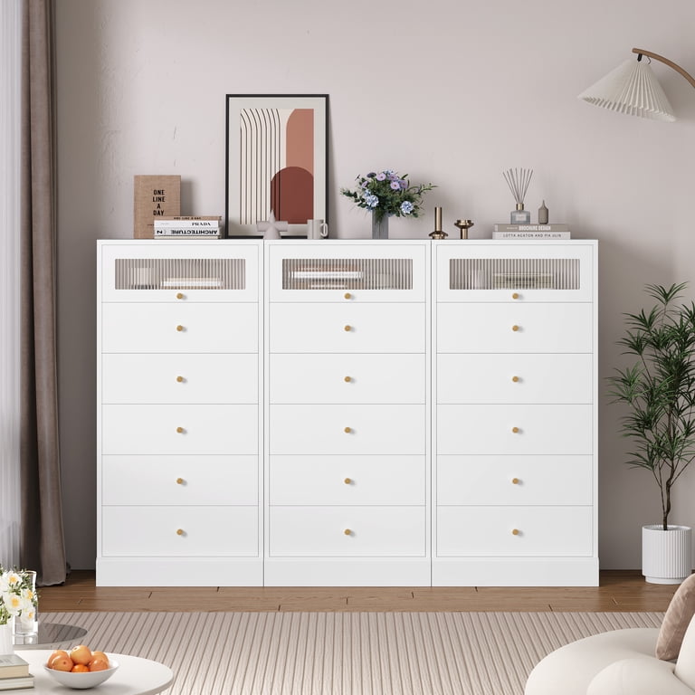 slim fit dress slacks Lucia 6-drawer Dresser with Mirror White – Value Home Furniture