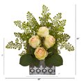 thumbnail image 2 of Nearly Natural 13in. Rose and Maiden Hair Artificial Arrangement in Hanging Floral Design House Planter, 2 of 3