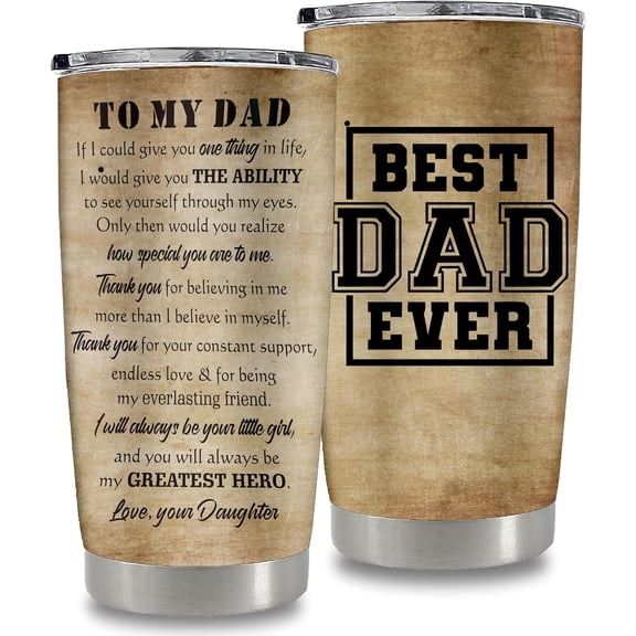Gifts for Dad from Daughter- Best Dad Ever – Father‘s Day Christmas Birthday Gifts for Dad, Dad Birthday Gifts Idea, Dad Stainless Steel Tumbler 20oz for Men