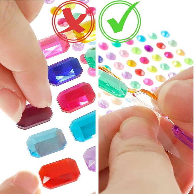 11 Sheets Gem Stickers Self Adhesive Jewel for Crafts Sparkly Flatback Rhinestone  Stickers Crystal Sticker for Kids DIY,Assorted Size 