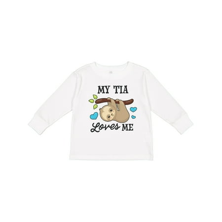 

Inktastic My Tia Loves Me with Sloth and Hearts Gift Toddler Boy or Toddler Girl Long Sleeve T-Shirt