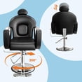 thumbnail image 4 of Chaise de Salon de Coiffure Inclinable à Rotation 360°, Pompe Hydraulique Robuste, Coussin Haute Densité de 5 Pouces, Cuir PVC Respirant, Inclinaison à 130°, pour Coiffeur Barbier Spa à Domicile Shampooing, 4 of 8