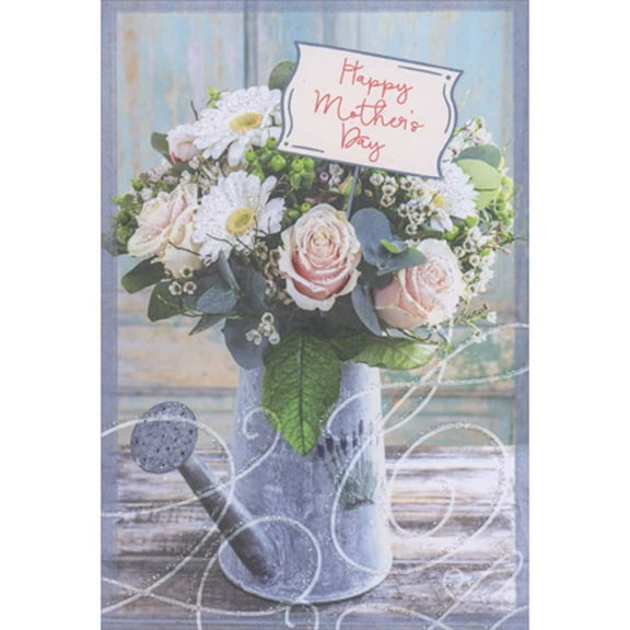 Designer Greetings Pink Roses and Daisies in Watering Can Package of 8 Mother's Day Cards