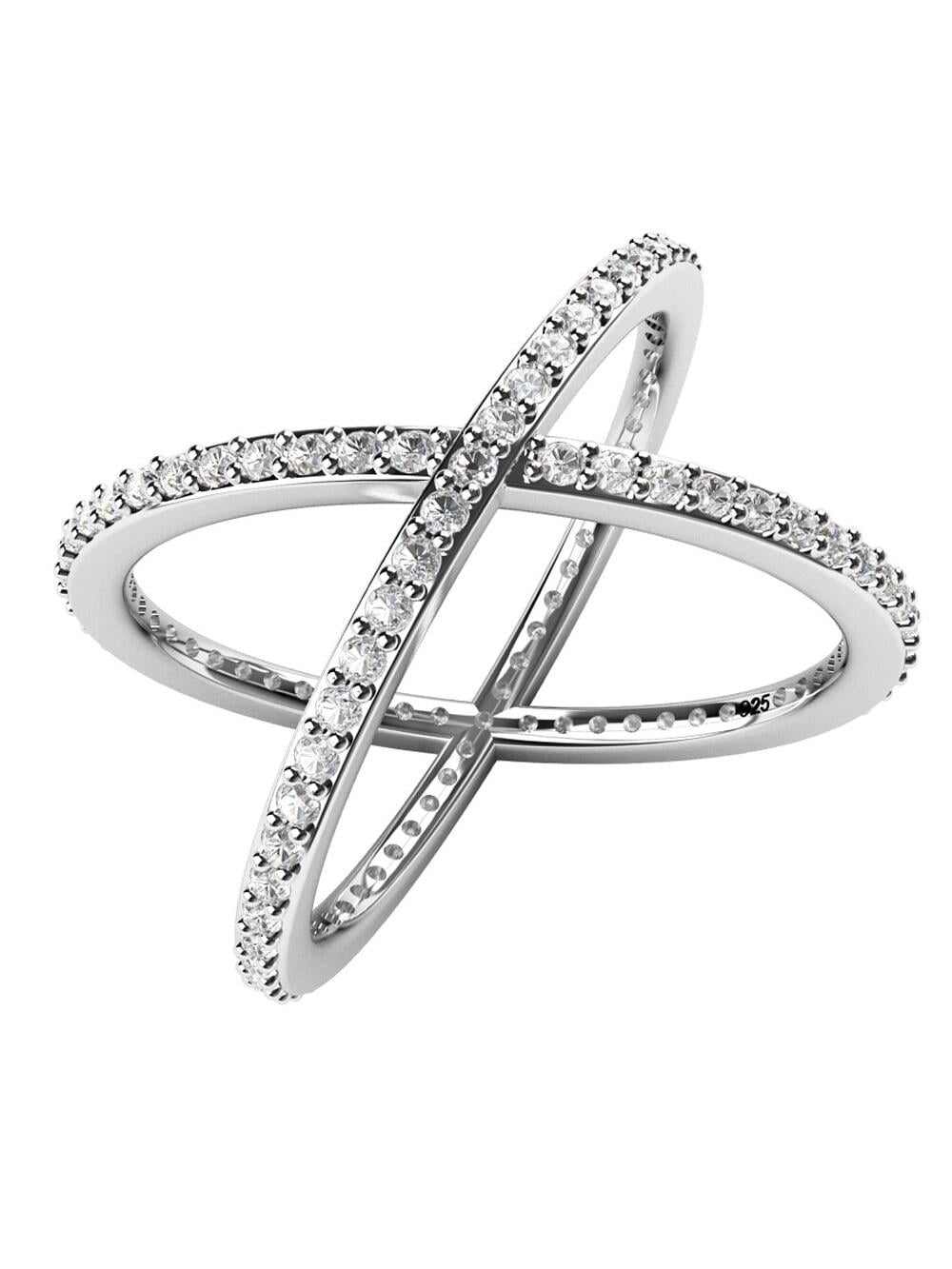 925 Sterling Silver Zircon Cross Ring