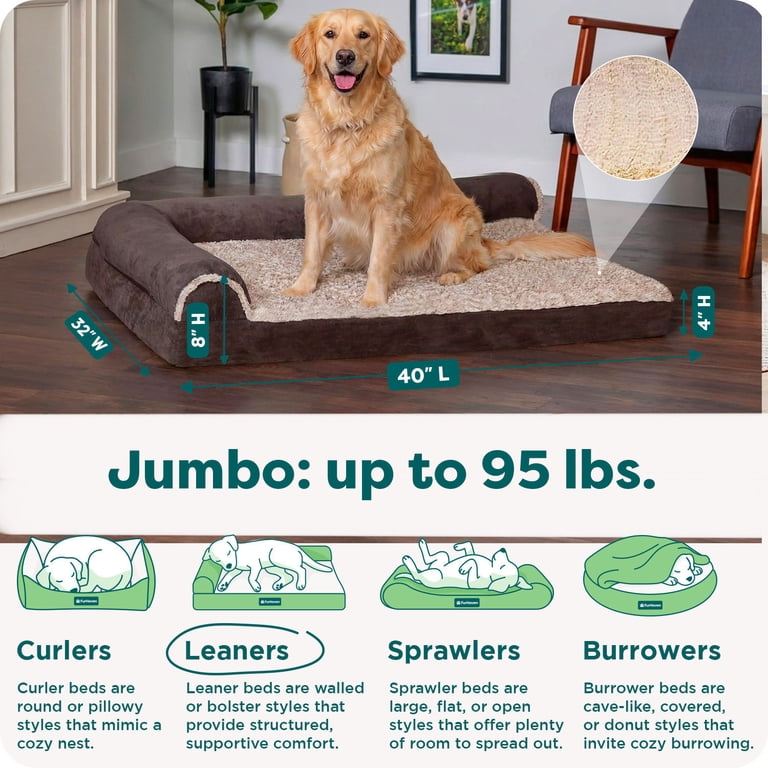 Furhaven L-Shaped Orthopedic Dog Bed, Jumbo XL, Espresso photo 3