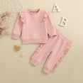thumbnail image 2 of HCPDER Girls Clothes Size 6 Clothes Girl Fall Winter Clothes Toddler Outfit Letters Graphic Crewneck Sweatshirts + Joggers Pants Set 12-18 Months, 2 of 9