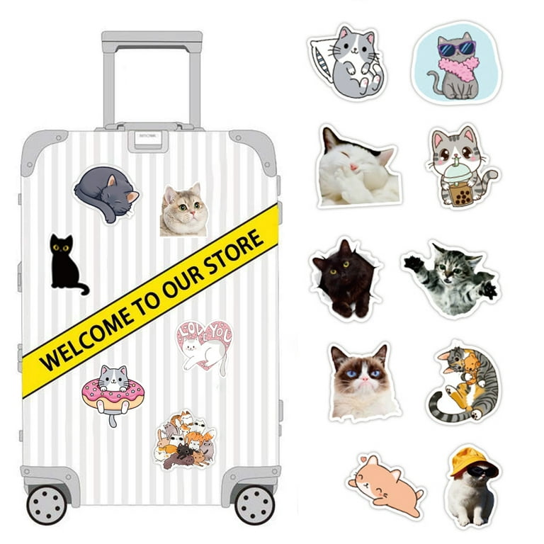Pack of 10 Handmade Cute cats mini stickers, Waterproof Vinyl Decals for  Skateboard, Luggage, Laptop, Phone Case, Car, Bike, Window, Kawaii