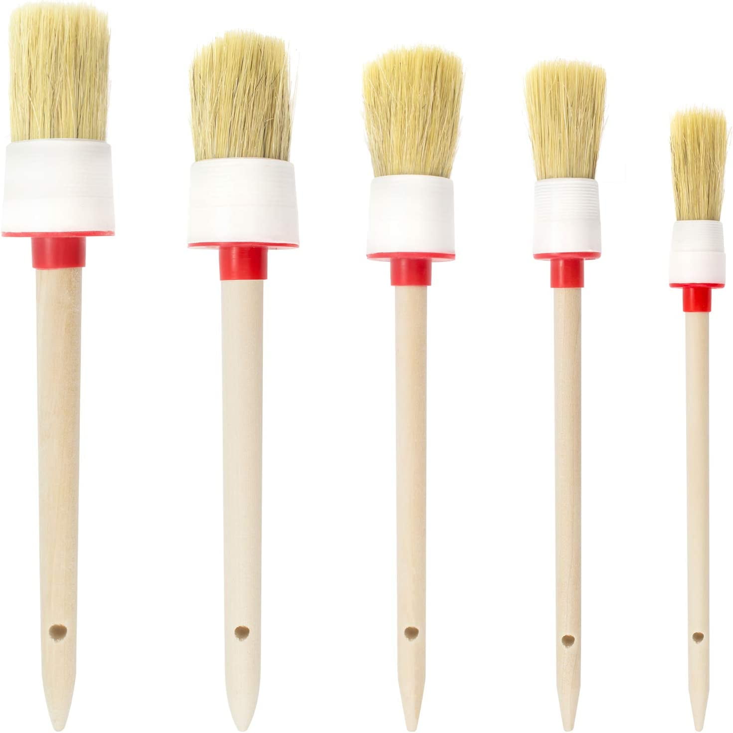 Detail Brush Kit, Natural Boar Hair Detail Brush Set for Car Motorcycle Automotive Cleaning