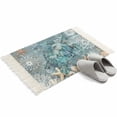 thumbnail image 4 of Blue Turtle Coastal Bathroom Rug 2'x3', Summer Beach Ocean Starfish Coral Low Profile Front Entryway Rug with Tassels, Woven Cotton Washable Kitchen Mat Carpet for Foyer Bedroom Back Door Decor, 4 of 9