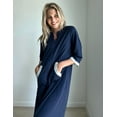 thumbnail image 3 of Avidlove Women Zipper Front Robes 3/4 Sleeve Housecoat Full Length Loungewear Dress with Pocket Long Nightgown Sleepwear Bathrobes, 3 of 6