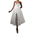 thumbnail image 1 of ITFABS Femmes Robe de Cocktail d'Été, Bretelles Spaghetti Couleur Unie Jupe, 1 of 8
