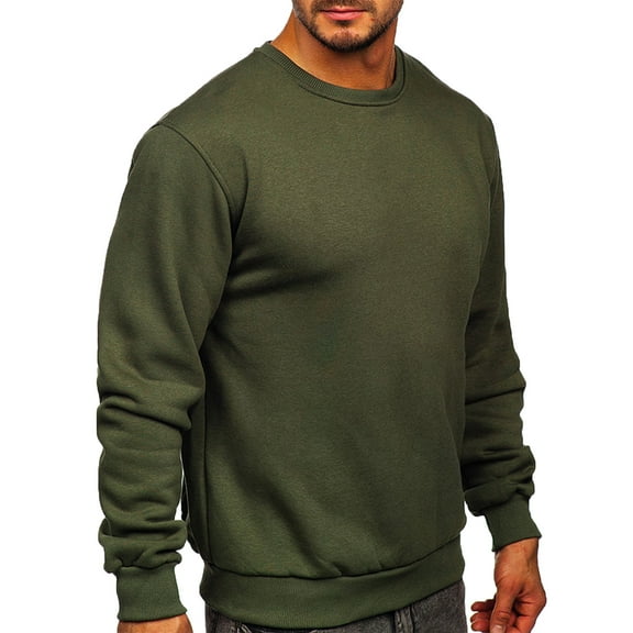 Mens Sweatshirts No Hood,Crewneck Sweatshirt for Men Long Sleeve Autumn Winter Warm Fleece Plain Pullover Jumper Solid Workwear Sports Sweater UK