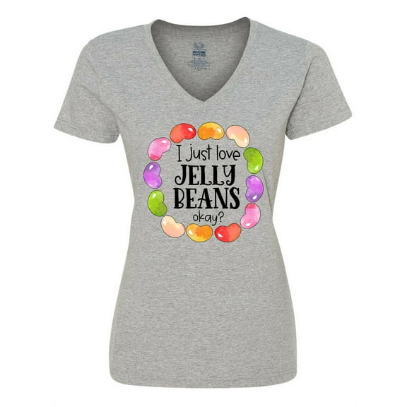 Inktastic I Just Love Jellybeans, Okay? Easter Candy Women's V-Neck T-Shirt