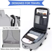 SYCNB Large Travel Backpack for Women Men, Carry On Backpack Flight Approved, Personal Item Travel Bag Waterproof Luggage Backpack Small Laptop Backpack Grey