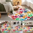 thumbnail image 5 of Round Rugs 3Ft, Colorful Handprints Round Area Rug Washable Indoor Throw Carpet, Rainbow Abstract Hand Foot Prints Small Non Slip Circle Rug for Bedroom Living Room Home Decor Aesthetic, 5 of 8