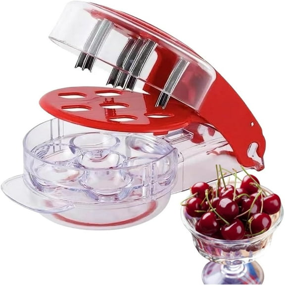 Cherry Pitter Tool PitRemover,Cherries Seed Remover 6 AtTime,Olive Pitter Tool,Cherry Pit Remover Toolfor Kitchen, Cake Shop, Fruit Salad (Red)