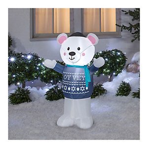 Airblown Inflatables Hanukkah Polar Bear, LED Lit, 4-Ft