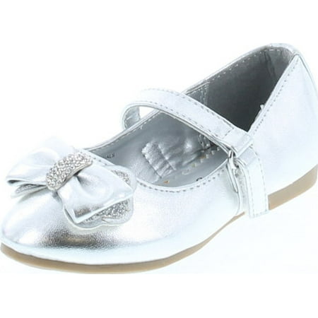 Little Angel Girls Lola-842D Fashion Dress Flats Shoes  Silver  5