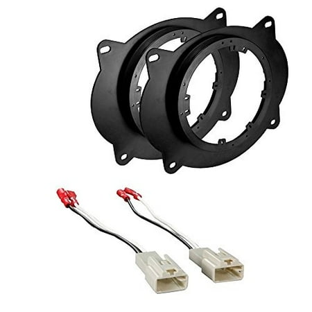 Front Car Speakers toyota 2005-2013 tacoma (front doors) car stereo speaker mounting adapter aftermarket plate brackets w/harness ()