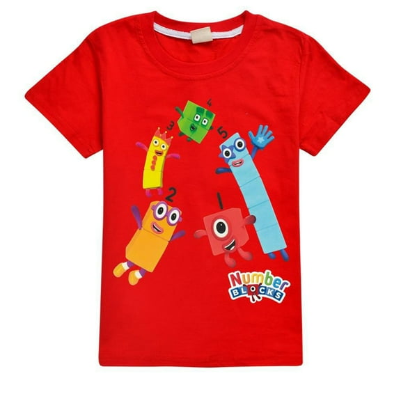 Boys Girls Number Block Anime Cartoon Graphics Printed Casual T-Shirts Summer Short Sleeve Crewneck Breathable Sport Shirt Soft Active Tops Theme Party Tees Cotton Novelty Clothes Kids Gift 4-13