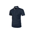 thumbnail image 5 of Yifymode Men's Classic Fit Short Sleeve Polo Shirt, Breathable Textured Fabric with Contrast Trim for Casual Wear Navy XL, 5 of 6