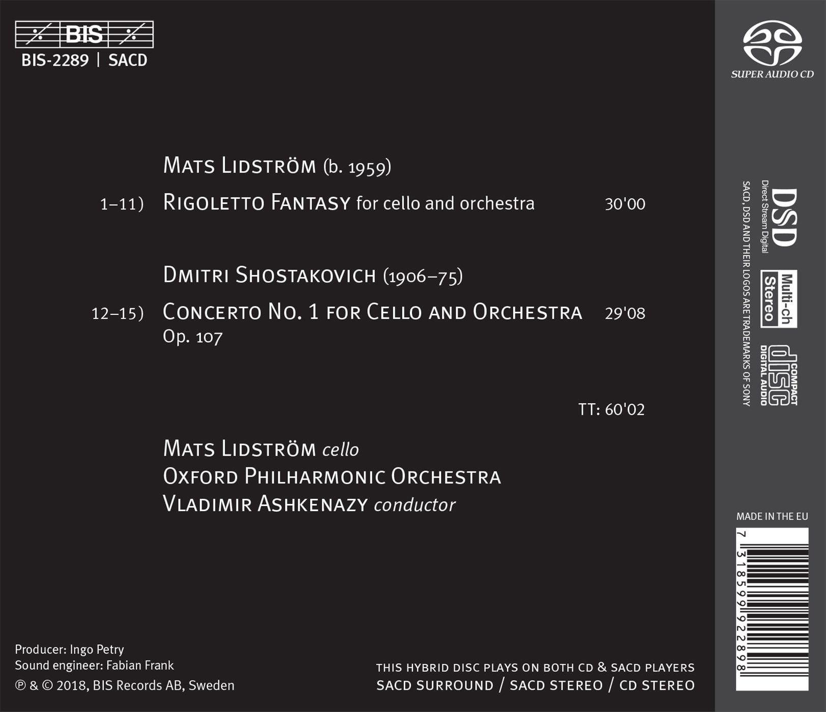 Shostakovich / Lidstrom - Rigoletto Fantasy / Cello Concerto 1 - Music & Performance - SACD