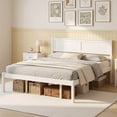 thumbnail image 1 of Costway Lit Plateforme en Bois Format Grand avec Tête de Lit, Base de Matelas, Blanc, 1 of 10