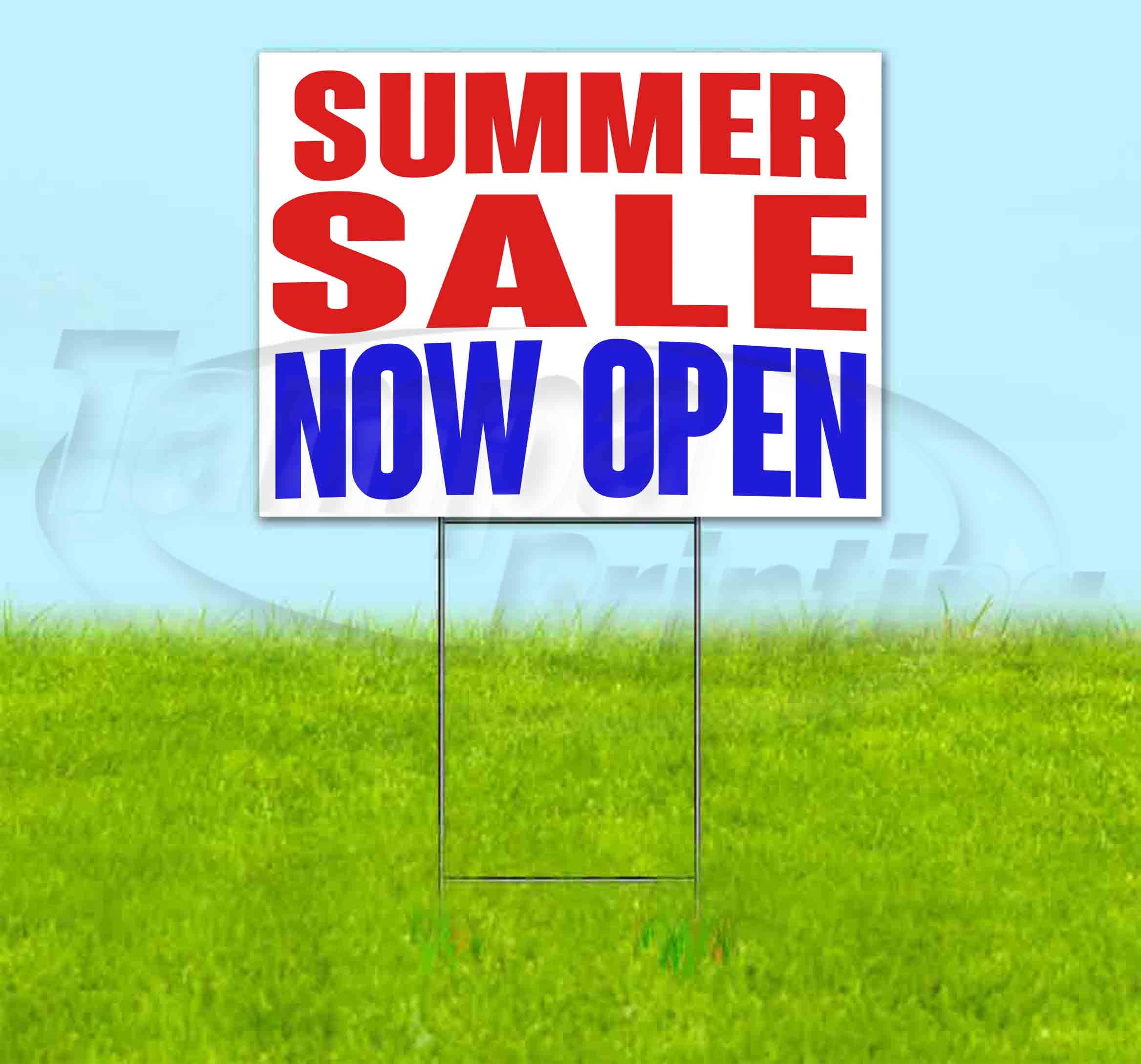 Summer Sale Now Open (18" x 24") Yard Sign, Includes Metal Step Stake