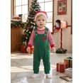 thumbnail image 3 of RUINIXCW Infant Baby Christmas Outfits Long Sleeve Stripe Romper Suspender Pants Hat, 3 of 8