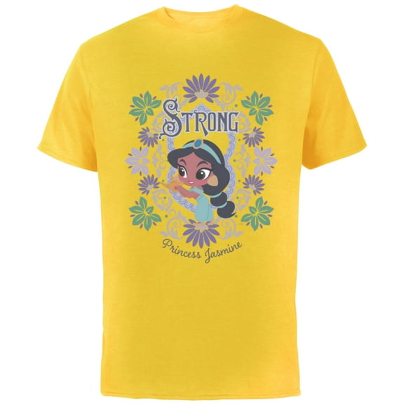 Disney Princess Jasmine Kawaii Chibi - Short Sleeve Cotton T-Shirt for Adults - Customized-Yellow