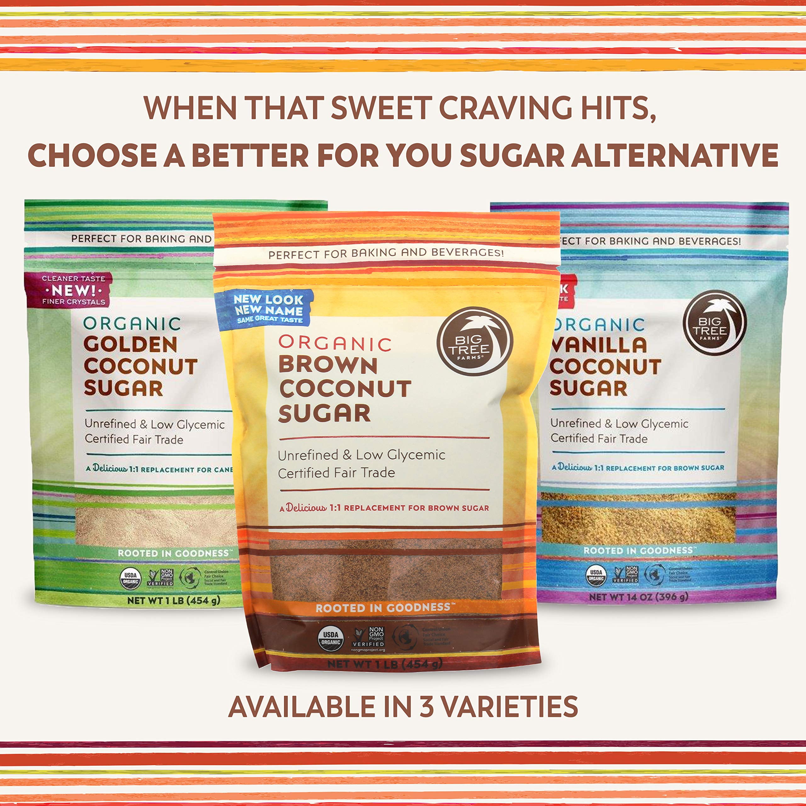 Big Tree Farms Organic Brown Coconut Sugar, Vegan, Gluten Free, Paleo, Certified Kosher, Cane Sugar Alternative, Substitute for Baking, Non GMO, Low Glycemic, Fair Trade, 1 Pound (Pack of 6)