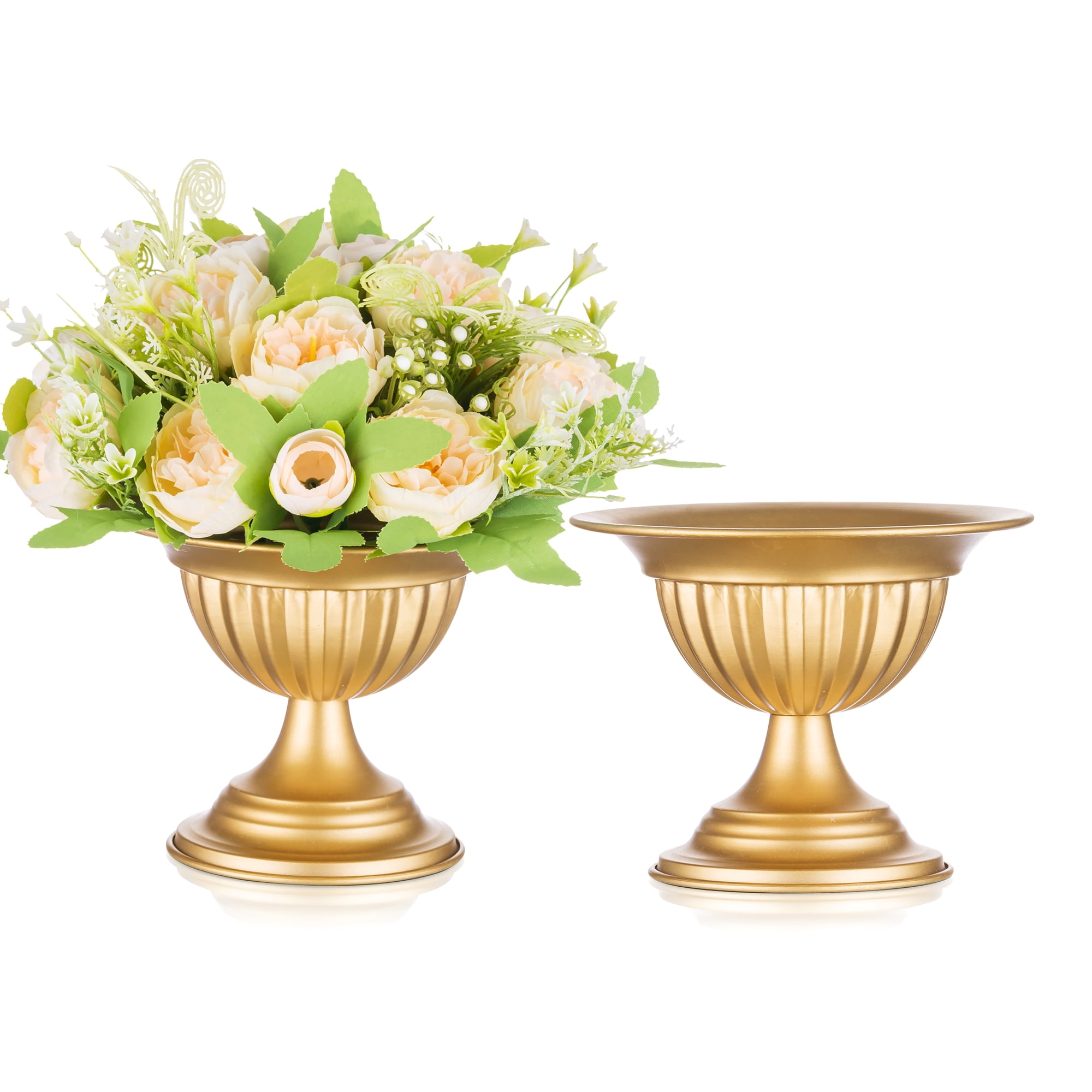 Nuptio Small Gold Vase for Centerpiece Metal Compote Bowl Set of 2, 5.1