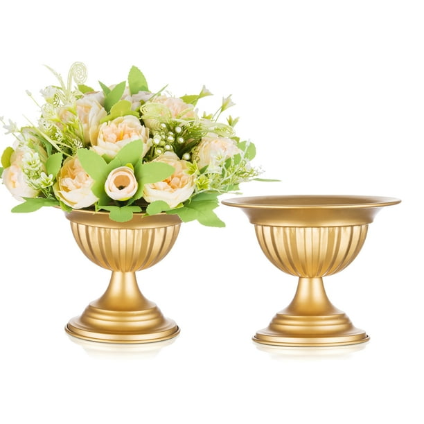 Nuptio Small Gold Vase for Centerpiece Metal Compote Bowl Set of 2, 5.1