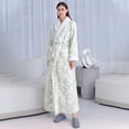 thumbnail image 2 of Women's Fleece Robe Long Warm Plush Bathrobe Fuzzy House Coat Pattern, 2 of 6