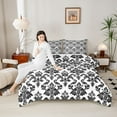 thumbnail image 4 of Feelyou Damask Full Size Comforter Sets, White Black Mandala Flower Bedding Sets, 3pcs, 4 of 8