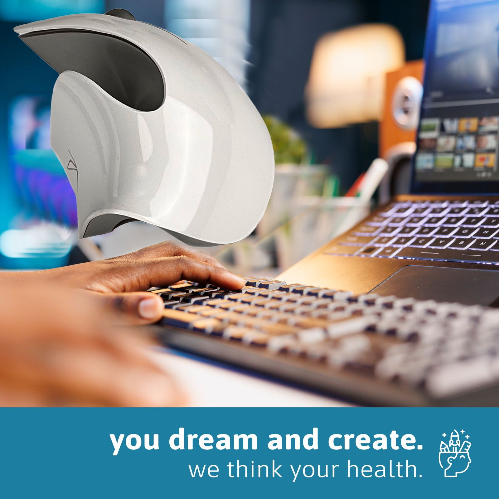 PAM Pro Advanced Ergonomic Mouse Clinically Tested Reduces Muscle Strain, Wireless USB , Bluetooth, 4K DPI, Quiet Clicks, Easy Switch, Silent Smartwheel, Windows/ Mac/ Chrome/ Linux/ Android, White