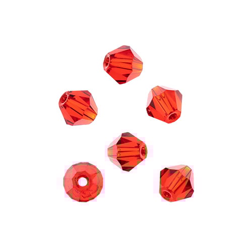 64pcs Crystal Lane DIY Bicone 7in 6mm Transparent Red 2 glass bead Strands for Jewelry Making, DIY Crafts & Decorations