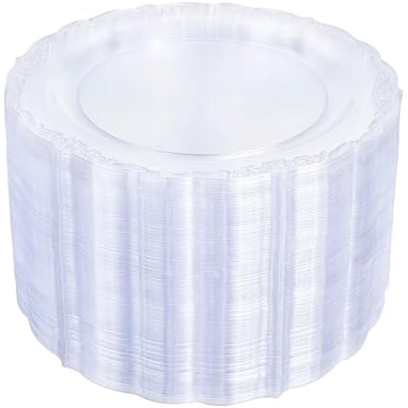 100 Pieces Clear Plastic Plates - 7.5 inch Clear Dinner Disposable Plates - Premium Hard Disposable Dinner Plates - Party Supplies for Birthdays, Celebrations, Wedding and Events