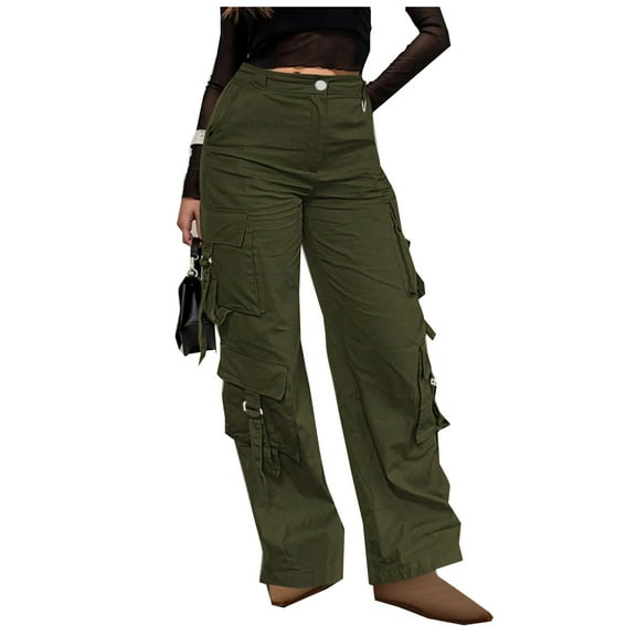 Lmnyox Wide Leg Cargo Pants for Women Fall Fashion Lounge Trousers with Pocket Casual Trendy Streetwear