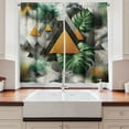 thumbnail image 3 of Ambesonne Monstera Kitchen Curtains, Triangles Marble Abstract, 55"x45", Fern Green Grey Camel, 3 of 3