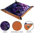 thumbnail image 3 of Women Girls Leather Square Dish Trinket Plate Jewelry Tray for Mothers Day Birthday Gift, Purple Galaxy Lion Head, 3 of 6