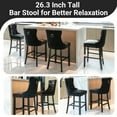 thumbnail image 2 of Bar Stools Set of 2, LegaHome Velvet Bar Stool with Back, Solid Wood Frame & Nailhead Trim, Counter Height Bar Chiar Button Tufted Upholstered Seat, Full Back Bar Stools, Black, 2 of 8